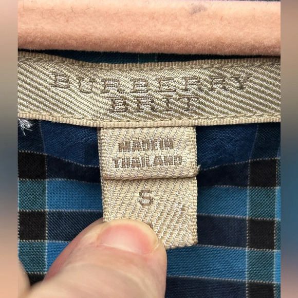 Burberry Blue Plaid Check Button Down Shirt, size Small - Picture 5 of 8